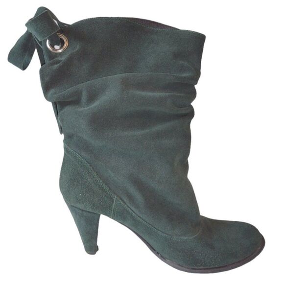 Lavorazione Artigiana Hand Made Green Suede Boho Heeled Slouch Boots Size Eu 40 - Picture 1 of 9